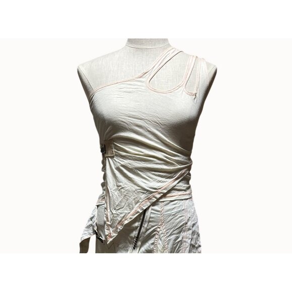 OHDD Asymmetrical One Shoulder Top Off White Metal Buckle Y2K Italy 28 S - Picture 7 of 7